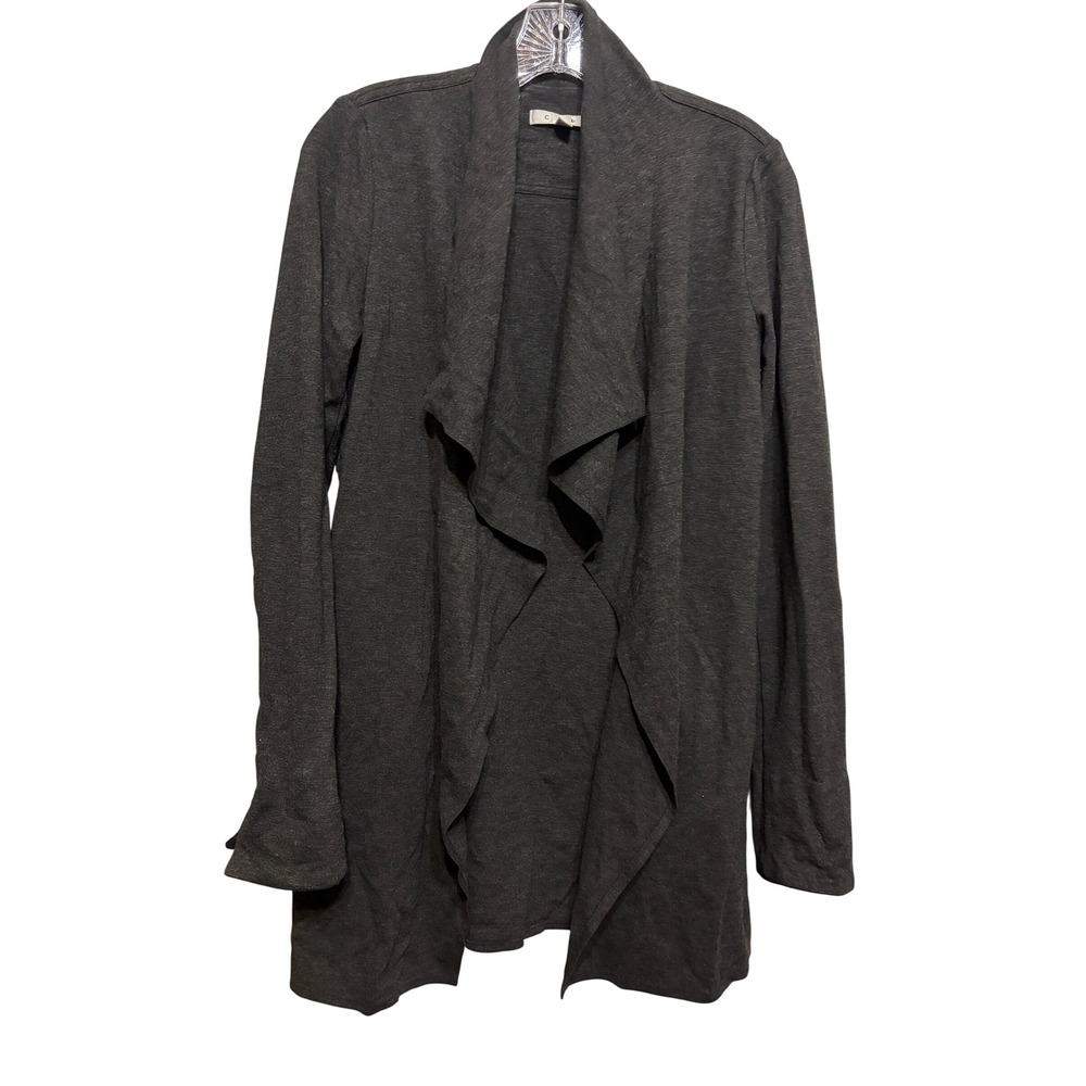 Cabi Open Front "Take Charge" Charcoal Gray Waterfall Cardigan Women's Small
